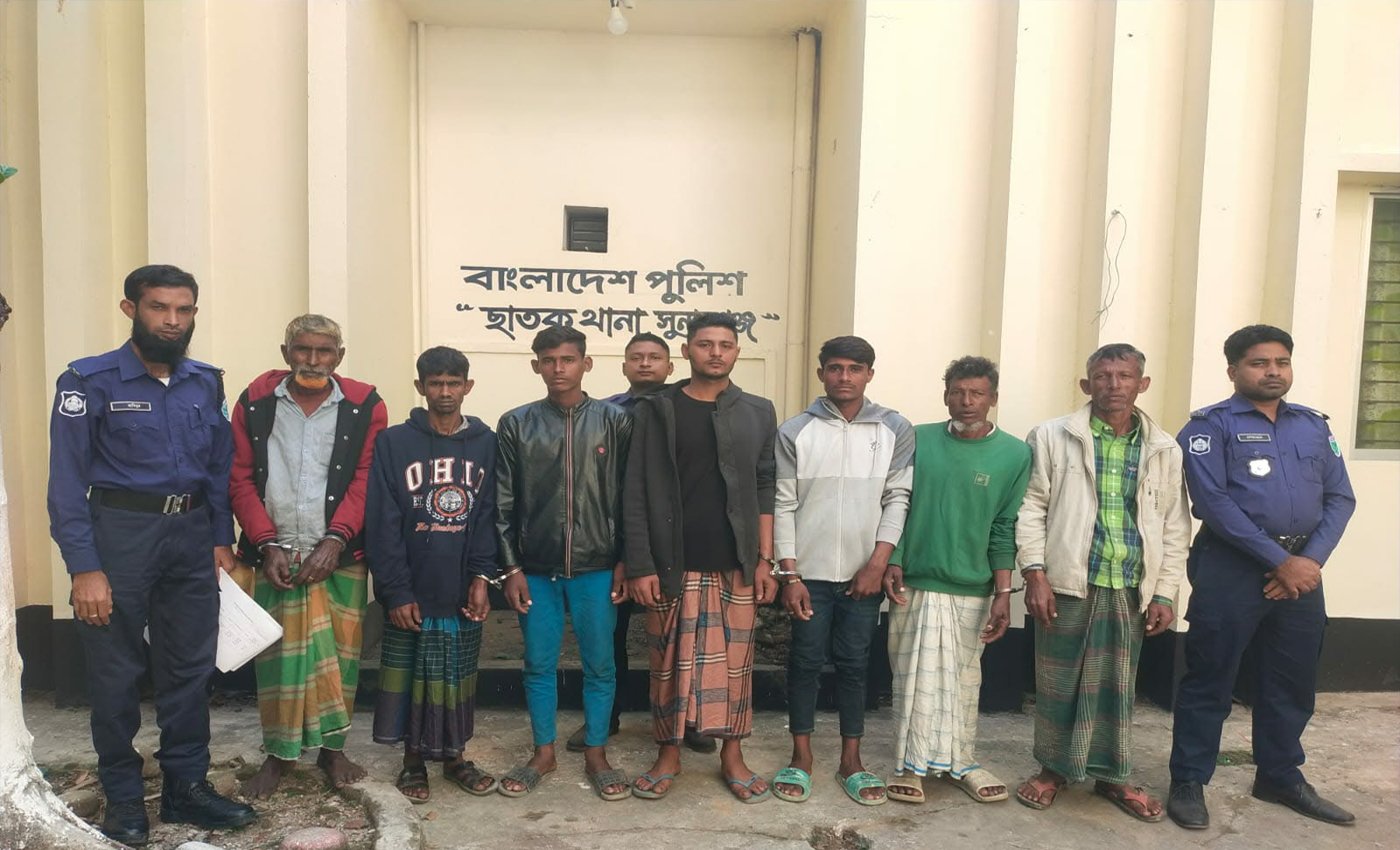 ছাতক থানা পুলিশের অভিযানে বিভিন্ন মামলায় ওয়ারেন্টভূক্ত আসামীসহ গ্রেফতার ৭ জন