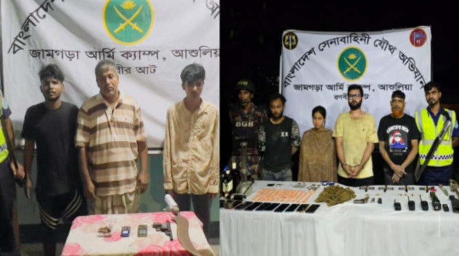 সেনাবাহিনীর অভিযানে বিদেশি পিস্তল,বিপুল পরিমাণ মাদকসহ আটক ৭