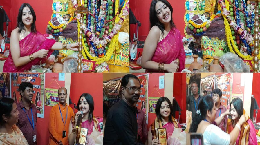 সুবর্ণ জয়ন্তী বর্ষে  প্রতিমার আবরণ উন্মোচন করলেন, জি বাংলা খ্যাত " ফুলকি"(দিব্যানী মন্ডল)