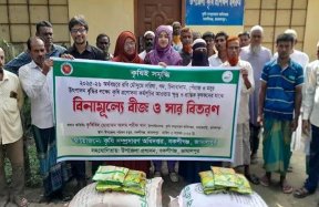 বকশীগঞ্জে প্রান্তিক কৃষকদের মাঝে প্রণোদনা কর্মসূচির  বীজ ও সার বিতরণ।