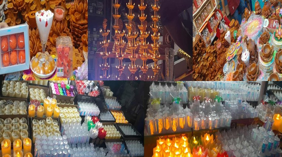 কলকাতার মার্কেটে দীপাবলির আনন্দ, আলো-প্রদীপে জমে উঠেছে ভিড়