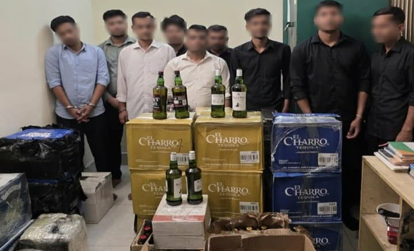 গুলশানে ৬৭ লক্ষ টাকার বিদেশি মদসহ ৯ মাদক কারবারি গ্রেফতার