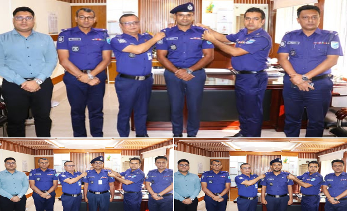 মুন্সীগঞ্জে পদোন্নতিপ্রাপ্ত পুলিশ সদস্যদের র‌্যাঙ্ক ব্যাজ পরিয়ে দিলেন পুলিশ সুপার