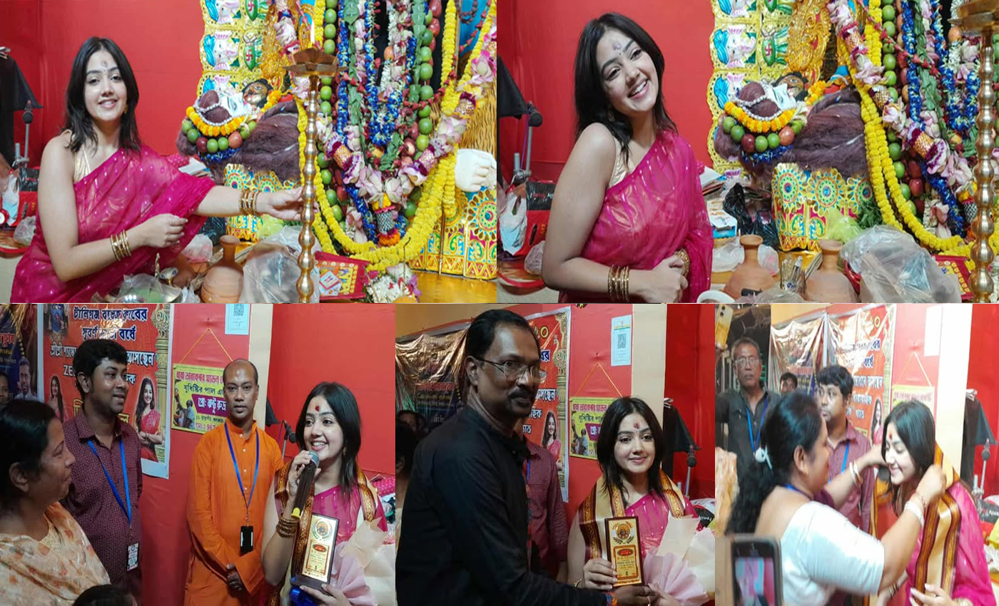 সুবর্ণ জয়ন্তী বর্ষে  প্রতিমার আবরণ উন্মোচন করলেন, জি বাংলা খ্যাত " ফুলকি"(দিব্যানী মন্ডল)