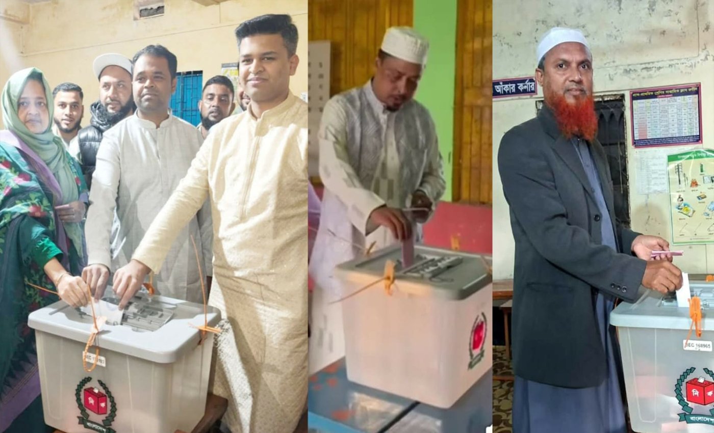 বিশ্বনাথে শান্তিপূর্ণ ভোটগ্রহণ, নিজ নিজ কেন্দ্রে ভোট দিয়েছেন ৩ প্রার্থী