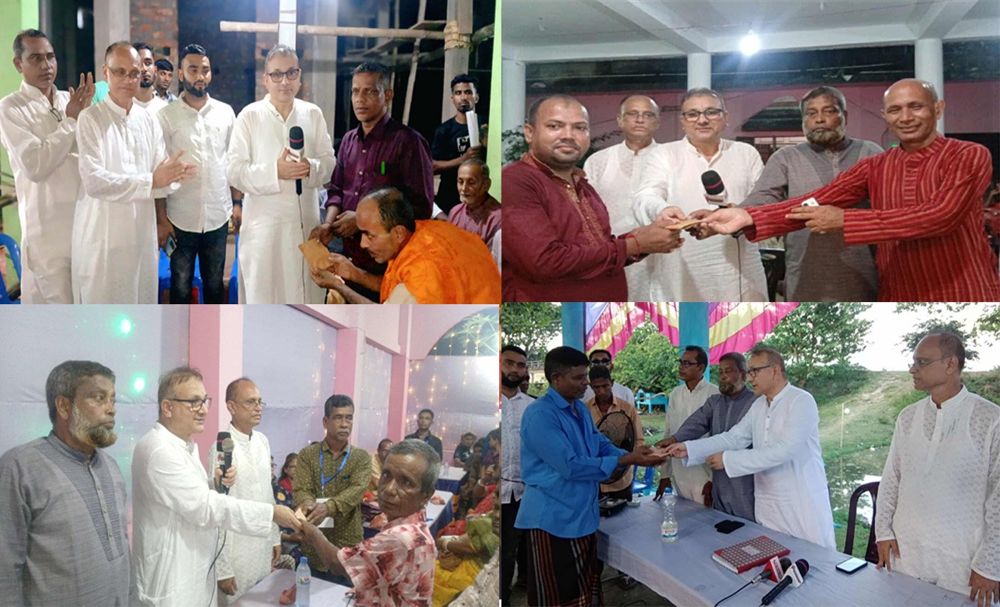 শান্তিগঞ্জে ব্যারিস্টার আনোয়ারের পূজামণ্ডপ পরিদর্শন ও অনুদান বিতরণ